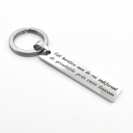 Breloc cu Nume Personalizat cu Gravură Laser - Plăcuță 40x10 mm, Inox [6]