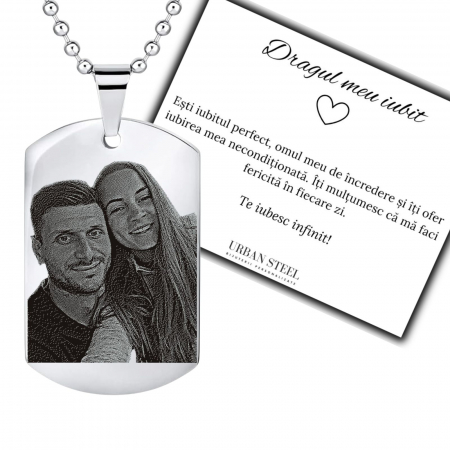 Cadou pentru Iubit - Lanț Army Personalizat cu Poză & Text, Inox [7]