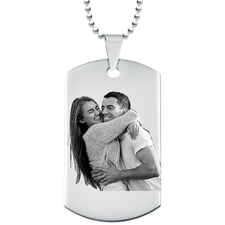 Cadouri - Cadou pentru Iubit - Lanț Army Personalizat cu Poză & Text, Inox