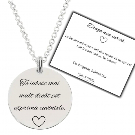 Cadou pentru Iubită - Lănțișor cu Bănuț Personalizat Text [1]