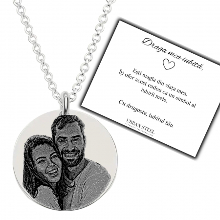 Cadou pentru Iubită - Lănțișor cu Bănuț Personalizat cu Poză & Text [0]