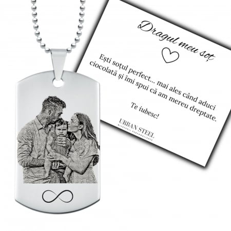 Lanțuri - Cadou pentru Soț – Lanț Army Personalizat cu Poză & Text - Inox