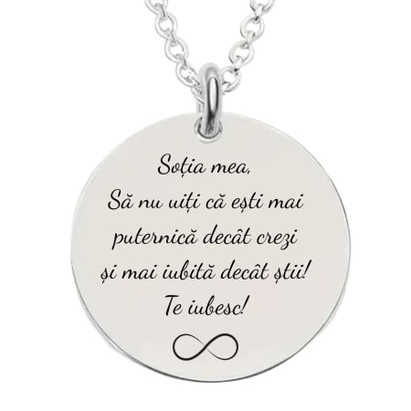 Cadou pentru Soție - Lănțișor Personalizat cu Poză și Text, Inox Argintiu [5]