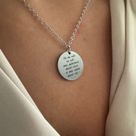 Cadou pentru Soție - Lănțișor Personalizat cu Poză și Text, Inox Argintiu [2]