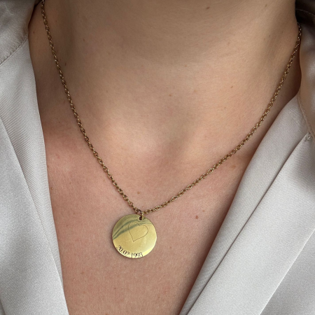 Cadou pentru Soție - Lănțișor Personalizat cu Poză și Text, Inox Auriu [8]