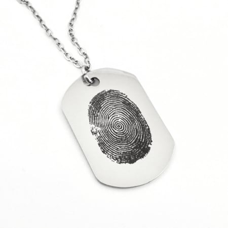 Lanțuri - Colier Personalizat cu Amprentă, Inox Premium, Gravură Laser cu Garanție pe Viață