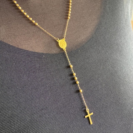 Rozariu Auriu pentru Damă cu Biluțe de 3 mm, Lungime 53 cm, Oțel Inoxidabil [3]