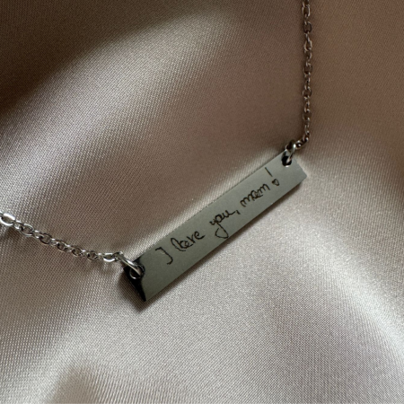 Colier Damă Personalizat cu Scrisul Tău de Mână - Plăcuță 35x6 mm, Lanț 45cm, Inox Premium [5]