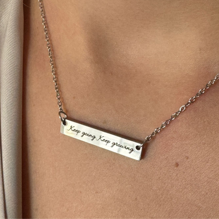 Colier Damă Personalizat cu Nume/Mesaje/Date - Plăcuță 35x6mm, Lanț Reglabil 45cm, Inox Premium [3]