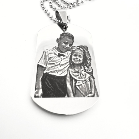 Lanț Bărbați Personalizat cu Poză, Plăcuță Army Inox – Gravură Foto Laser Permanentă [3]