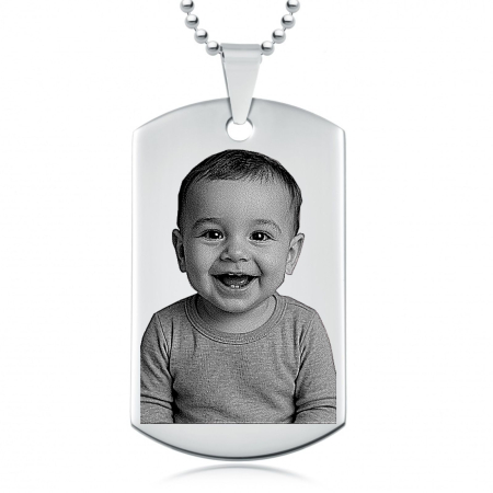 Lanțuri - Lanț Bărbați Personalizat cu Poză, Plăcuță Army Inox – Gravură Foto Laser Permanentă
