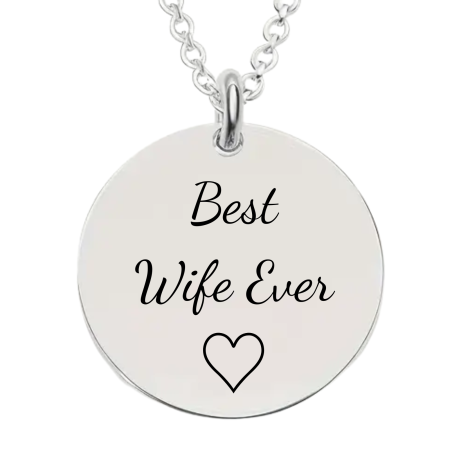 Cadouri pentru iubită și soție - Colier Personalizat cu Mesaj „Best Wife Ever” – Cadou pentru Soție (Gravură Predefinită)