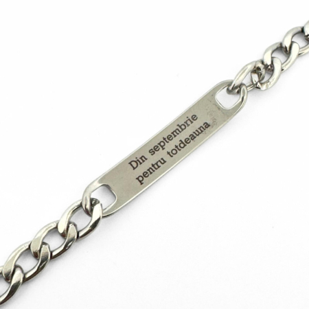 Brățară Bărbați Personalizată Text – Plăcuță 40x8 mm, Lanț Reglabil, Oțel Inoxidabil Premium [1]