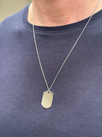 Lanț Army Personalizat cu Poză și Text, Plăcuță 30x20 mm, Lanț cu Bile, Oțel Inoxidabil [6]