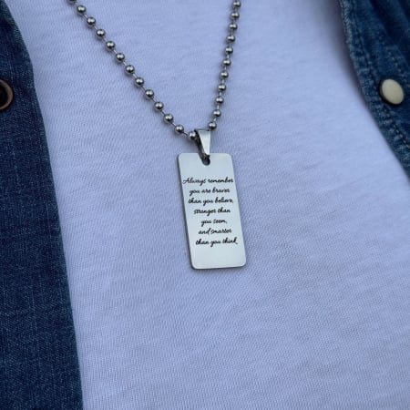 Lanț Bărbați cu Plăcuță Personalizată Text, Oțel Inoxidabil Premium [1]