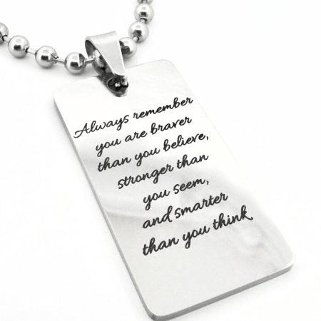 Lanțuri - Lanț Bărbați cu Plăcuță Personalizată Text, Oțel Inoxidabil Premium