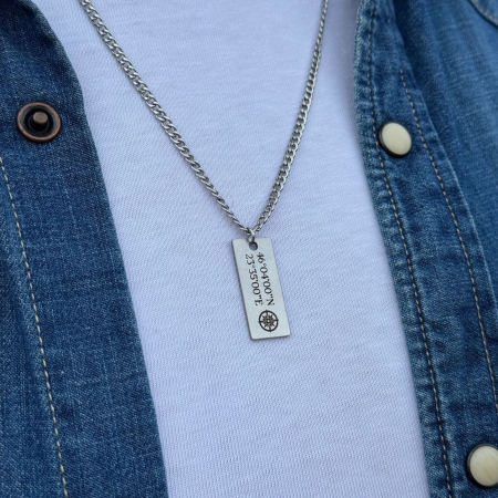 Colier Bărbați cu Plăcuță Personalizată Text, Oțel Inoxidabil Premium [1]