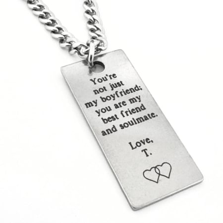 Lanțuri - Colier Bărbați cu Plăcuță Personalizată Text, Oțel Inoxidabil Premium