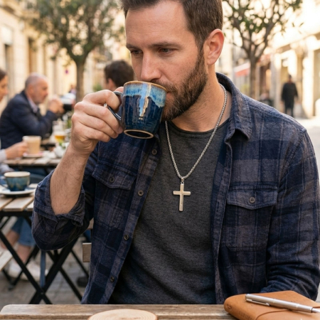 Lanț Inox Bărbați cu Cruce Personalizată Text – Gravură Față/Verso, Lanț Box [5]