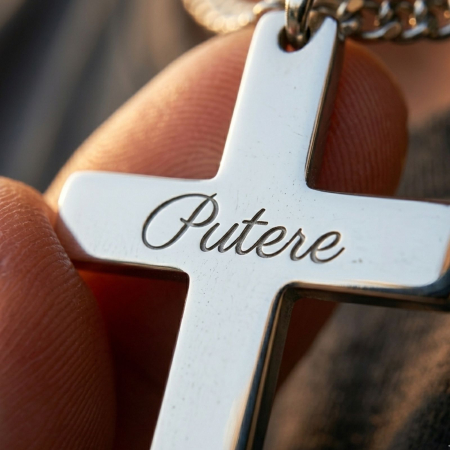 Lanț Inox Bărbați cu Cruce Personalizată Text – Gravură Față/Verso, Lanț Cuban 3mm [2]