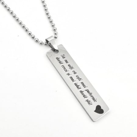 Personalizate cu Nume / Mesaje - Lanț Inox Bărbați cu Pandantiv Personalizat, Lanț cu Bile