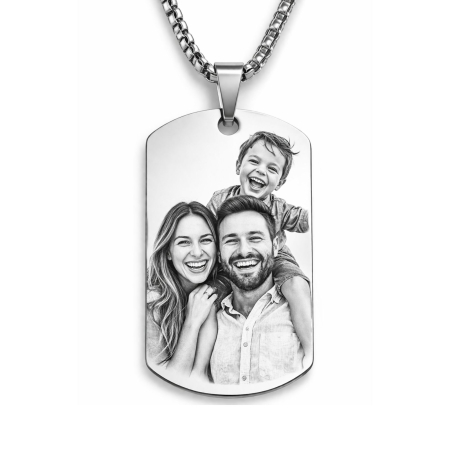 Lanțuri - Lanț Inox Bărbați cu Plăcuță  Army – Personalizat Foto & Text, Lanț Box