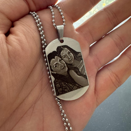 Lanț Inox Bărbați cu Plăcuță  Army – Personalizat Foto & Text, Lanț cu Bile 4mm [1]