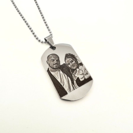 Lanț Inox Bărbați cu Plăcuță  Army – Personalizat Foto & Text, Lanț cu Bile 4mm [2]