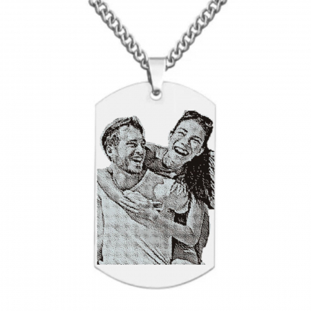 Lanț Inox Bărbați cu Plăcuță  Army – Personalizat Foto & Text, Lanț cu Zale 3mm [0]