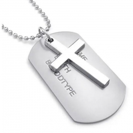 Lanț Inox Bărbați cu Cruce și Plăcuță  Army – Personalizat Foto & Text [2]