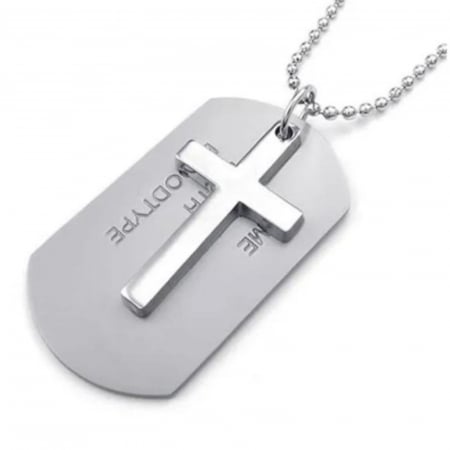Lanțuri - Lanț Inox Bărbați cu Cruce și Plăcuță  Army – Personalizat Foto & Text
