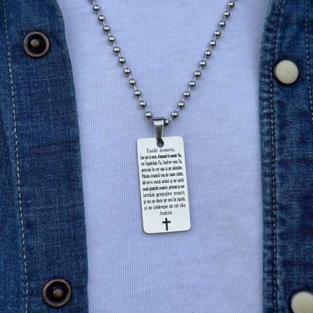 Lanț Bărbați cu Plăcuță Personalizată Text, Oțel Inoxidabil Premium [3]