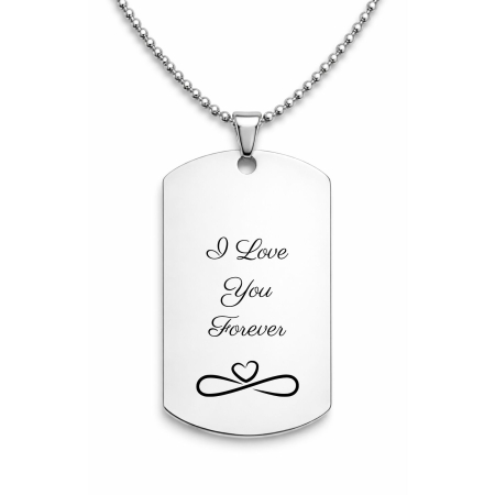 Lanțuri - Lanț Inox Bărbați cu Plăcuță Army – Personalizat Gravură Text, Lanț cu Biluțe