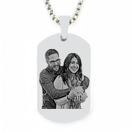 Lanțuri - Lanț Inox Bărbați cu Plăcuță  Army – Personalizat Foto & Text, Lanț Box