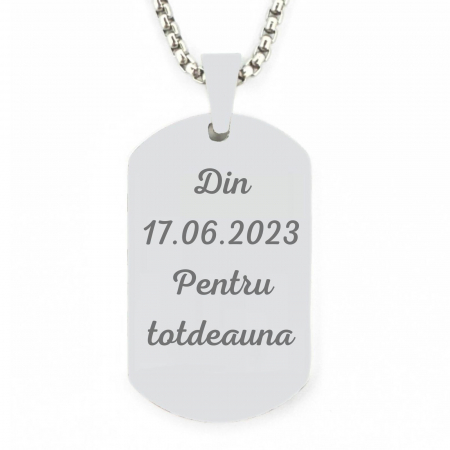 Lanț Inox Bărbați cu Plăcuță  Army – Personalizat Foto & Text, Lanț Box [1]