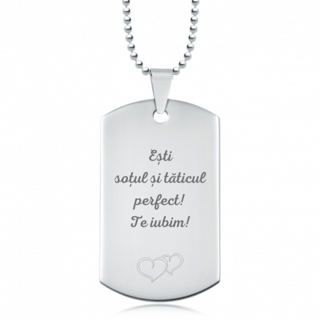 Lanț Inox Bărbați cu Plăcuță Army – Personalizat Poză & Text, Lanț cu Biluțe [5]