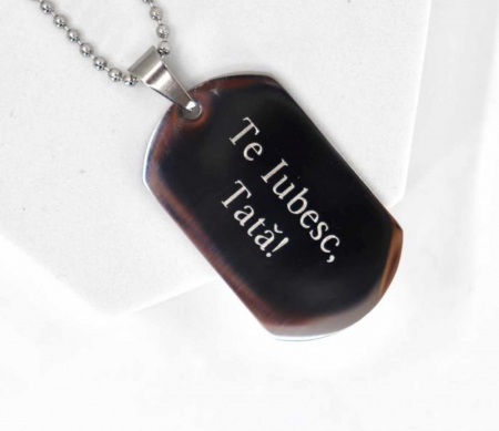 Lanț Inox Bărbați cu Plăcuță Army – Personalizat Gravură Text, Lanț cu Biluțe [2]