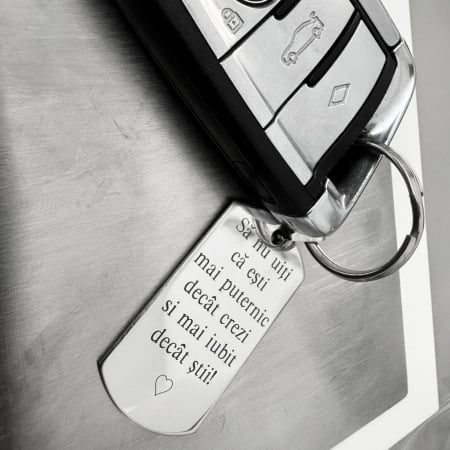 Breloc Personalizat – „Ești Mai Puternic Decât Crezi și Mai Iubit Decât Știi”, Inox Premium 316L [1]