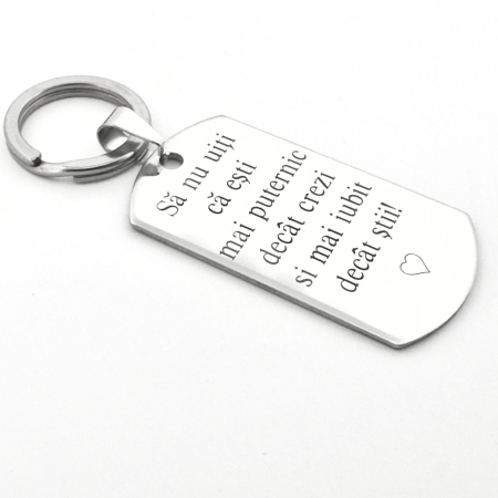 Breloc Chei Personalizat cu Poză și Text - Gravură Laser cu Garanție pe Viață, Plăcuță Inox 40x23 [9]