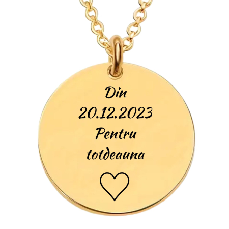 Cadou pentru Soție - Lănțișor Personalizat cu Nume și Data Nașterii, Inox Auriu [2]