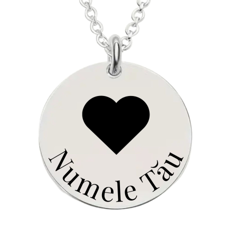 Cadouri pentru iubită și soție - Lănțișor Personalizat cu Nume pentru Damă- Bănuț 20mm, Lungime Lanț 45 cm, Inox Premium