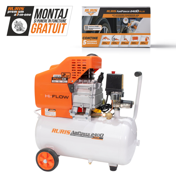 Pachet compresor aer si kit accesorii RURIS AirPower 2400PLUS [6]