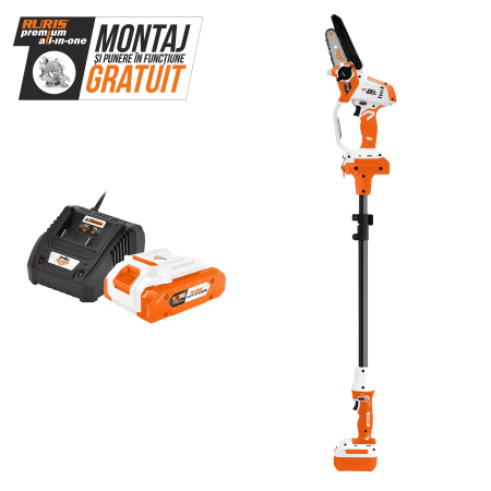 Produse pe acumulatori - Electroferăstrău telescopic pe acumulator RURIS 1424E Power Alfa UP {contine acumulator+incarcator}