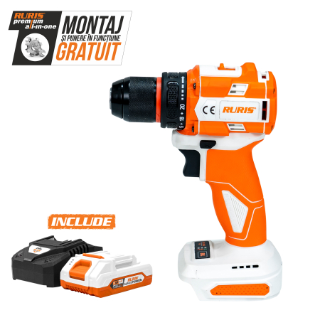 Produse pe acumulatori - Masina de gaurit insurubat pe acumulator RURIS RMX1260 Power Alfa UP {contine acumulator+incarcator}