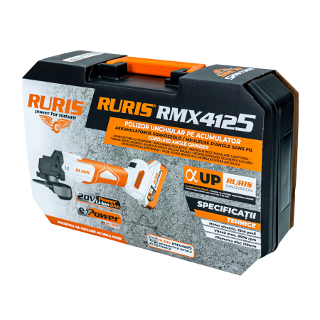 Polizor unghiular pe acumulator RURIS RMX4125 Power Alfa UP {contine acumulator+incarcator} [9]