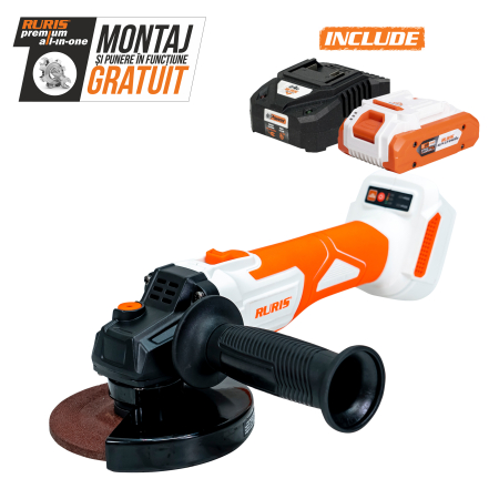 Produse pe acumulatori - Polizor unghiular pe acumulator RURIS RMX4125 Power Alfa UP {contine acumulator+incarcator}