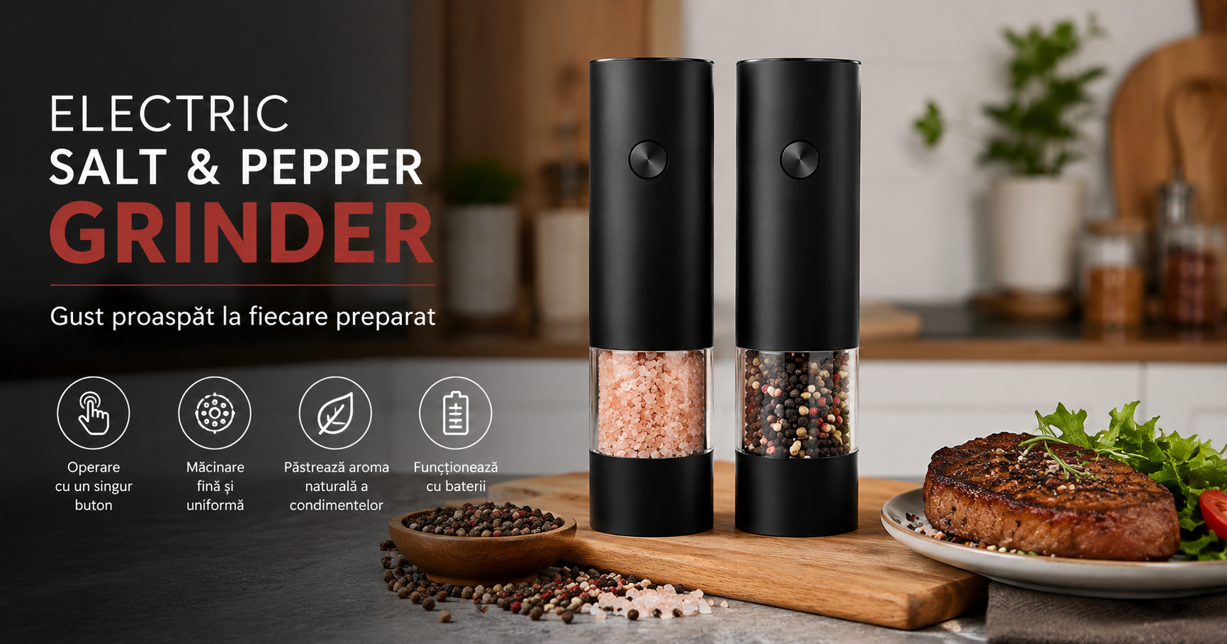 Râșnița electrică pentru sare și piper