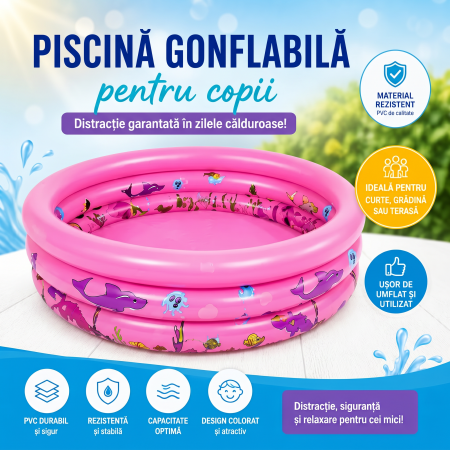 UtiloGarden - Piscina Gonflabilă pentru Copii Roz 60 cm