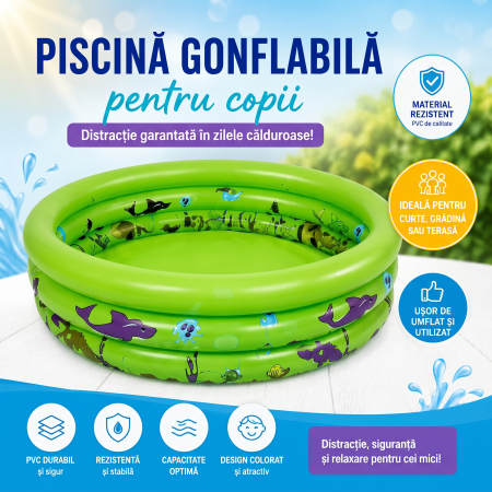 UtiloGarden - Piscina Gonflabilă pentru Copii Verde 60 cm