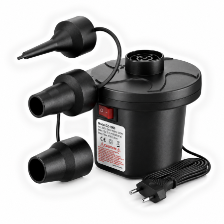 UtiloHome - Pompa Electrică pentru Umflare și Dezumflare, 50W, 220-240V, 3 Adaptoare Incluse, pentru Piscine Gonflabile, Saltele, Colaci și Jucării Gonflabile, Negru